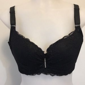 New Black Lace Padded Bra /Bralette 38 B